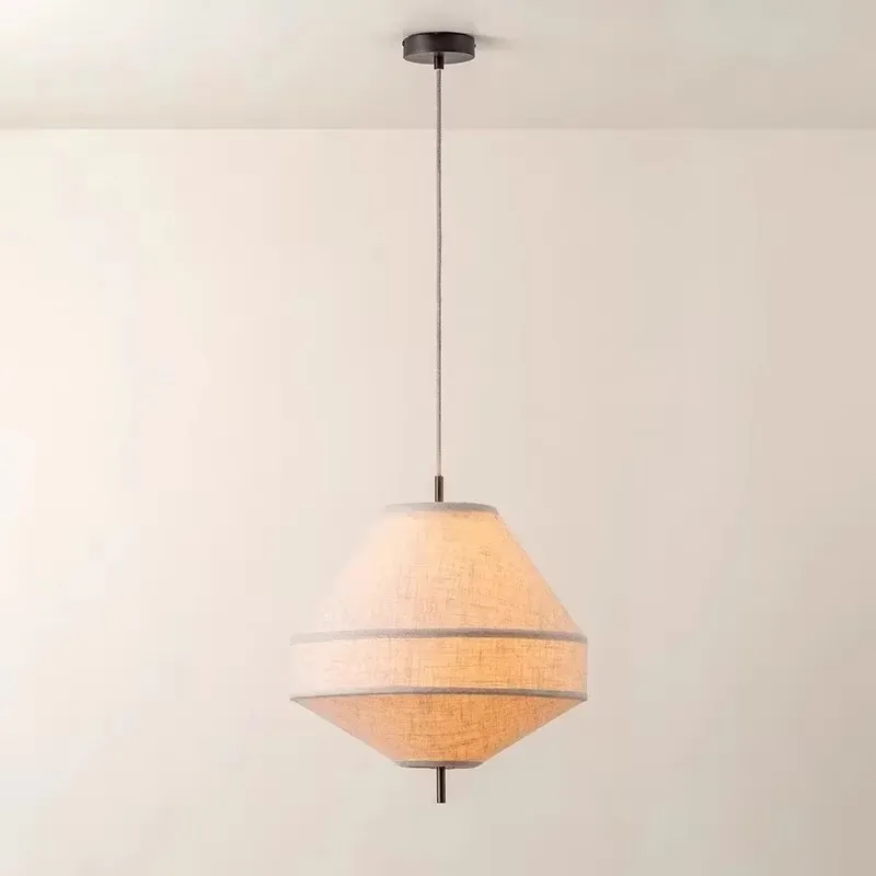 

Japanese Wabi Sabi Style Chandelier Living Room Bedroom Dining Room Homestay Room Inspired Linen Fabric Retro Lighting Fixture