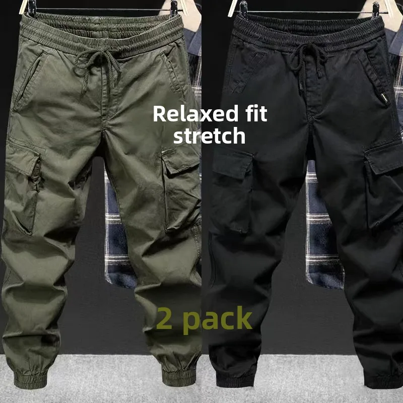 

Men's Work Pants Spring Autumn Loose Fit Cargo Trousers Wear Resistant Elastic Cuffed Workwear Anti Tear Construction Site Jeans