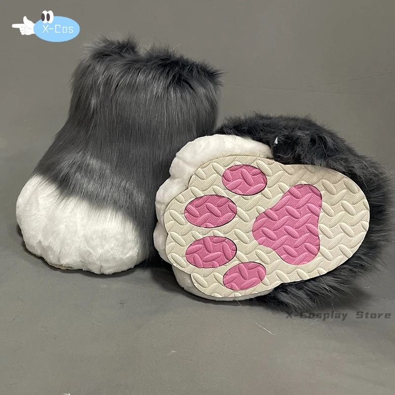 أحذية فرو كوسبلاي باو للجنسين ، أحذية حيوانات يمكن ارتداؤها ، لطيف ومنفوش ، روبيت ، قط ، إكسسوارات للحفلات ، زي حيوانات