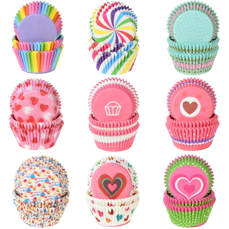 100Pcs/Lot Love Cake Muffin Paper Cup Cupcake trayr For Wedding Party decoration handmade kitchen Baking snack tool Cake Wrapper