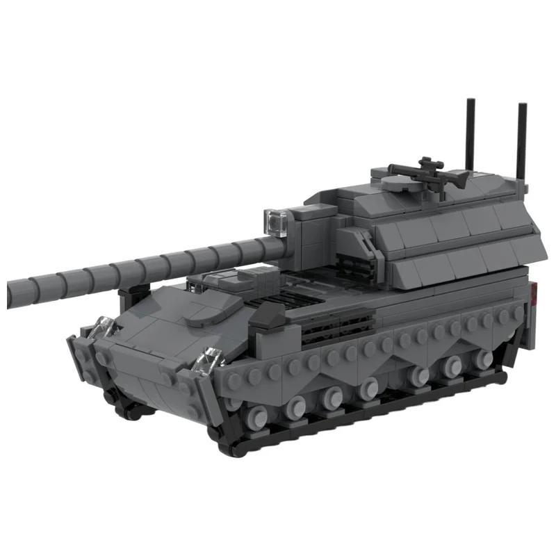 MOC Building Blocks PzH 2000 Military Vehicle Detailed Miniature Camo Pattern DIY Assembly Brick Set Desktop Scene Ornament