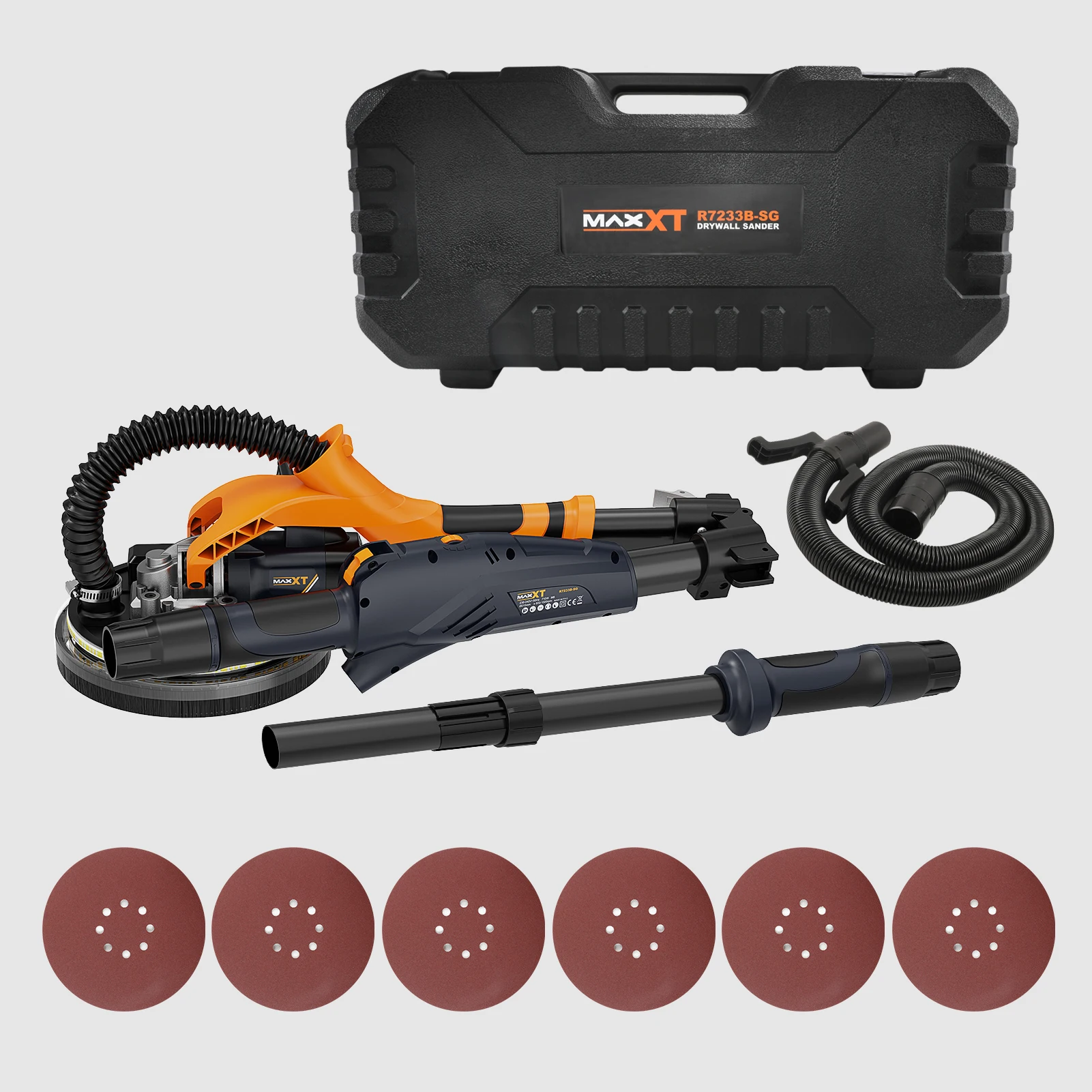 MAXXT 710W Foldable Drywall Sander Variable Speed 600-1500RPM With LED Light, Extendable Handle R7233B-SG