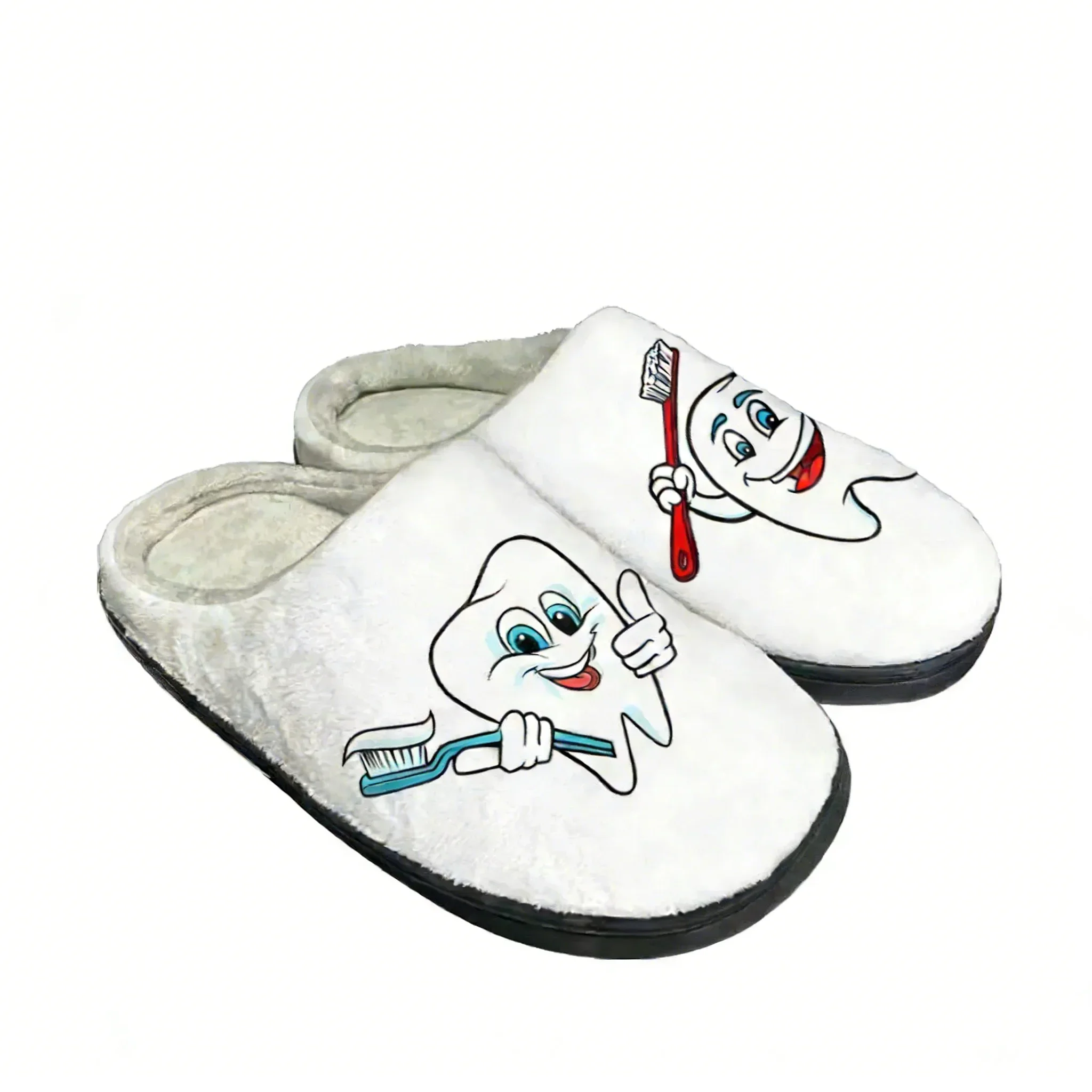 

Tooth Dentist Cartoon Home Cotton Slippers Mens Womens Plush Bedroom Keep Warm Shoe Customized Thermal Slippercustomized Design