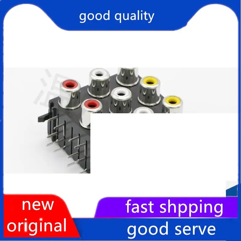 10pcs original new AV single core socket RCA socket 9-hole PCB soldered audio and video lotus socket AV9-8.4-16-19 is on sale