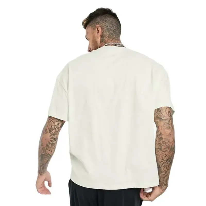 230Gsm Summer New 100% Cotton White Solid T Shirt Men Oversized Causal O-neck Basic T-shirt Male High Quality Classical