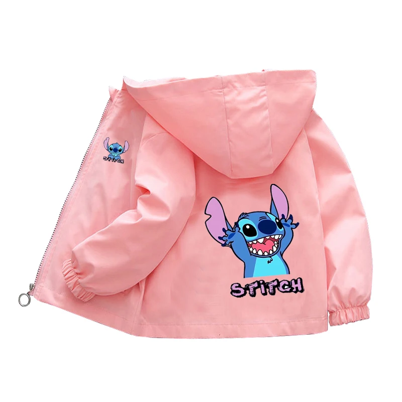 New Spring Baby Boys Girls Jacket Fashion Cartoon Stitch Print Outerwear for Kids Clothes Children Windbreaker Coat