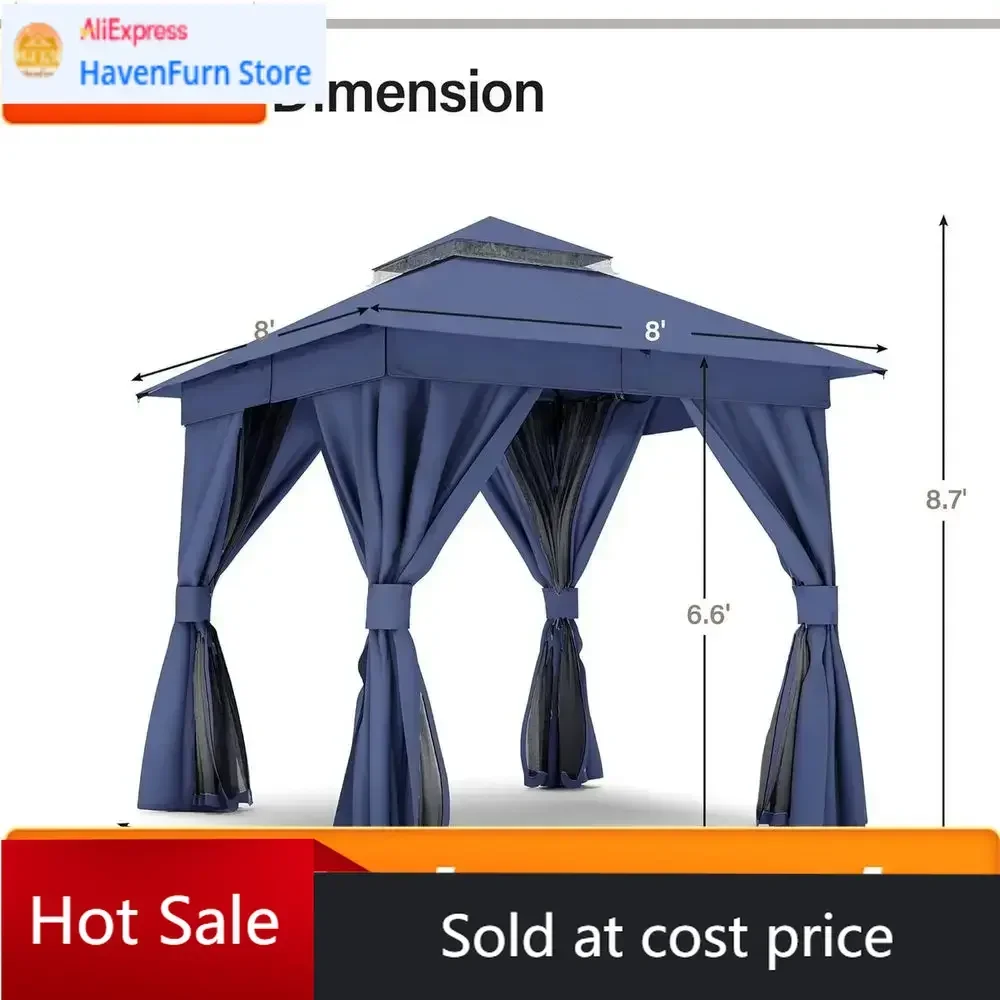 

Акционная цена. Специальное предложение: Прочная уличная беседка 8'x8' с расширяемыми болтами и двойной крышей.