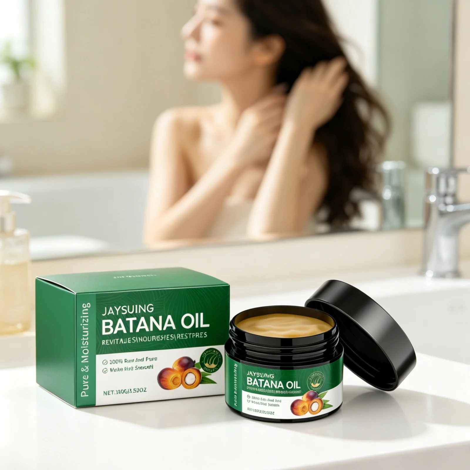 JAYSUING Batana Protective Hair Oil Deep Moisturizing Scalp Smoothing Frizz Hair Repair Split Ends Mild Batana Nourish Balm 100g