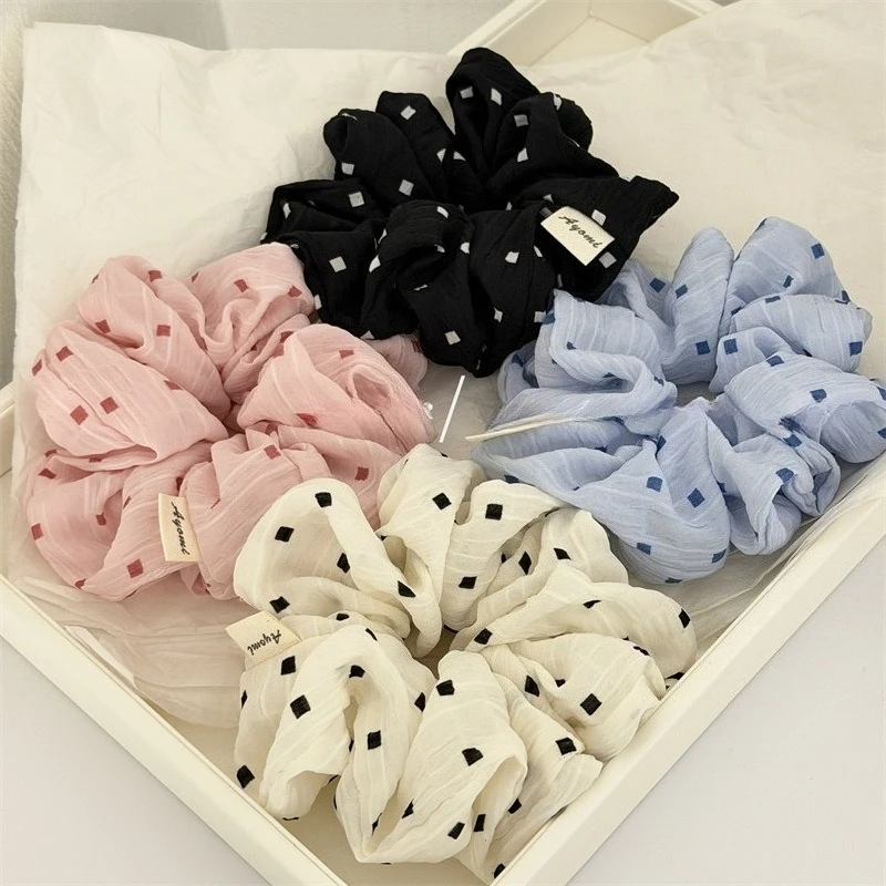

Colorful Fabric Hair Ties Square Wrinkle Ponytail Holders Elegant HairBands for Women Big Scrunchies Women Kawaii Accessories