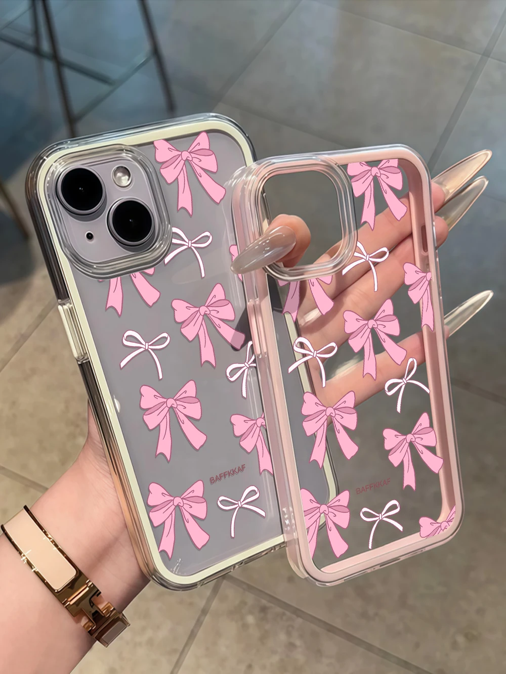 Gradient Rosa Schleife Handyhülle für iPhone 16 14 15 Plus 13 14 15 17 16 12 11 ProMax 16 15 14 Pro 17Air Transparente Weiche Hülle – Detail 6