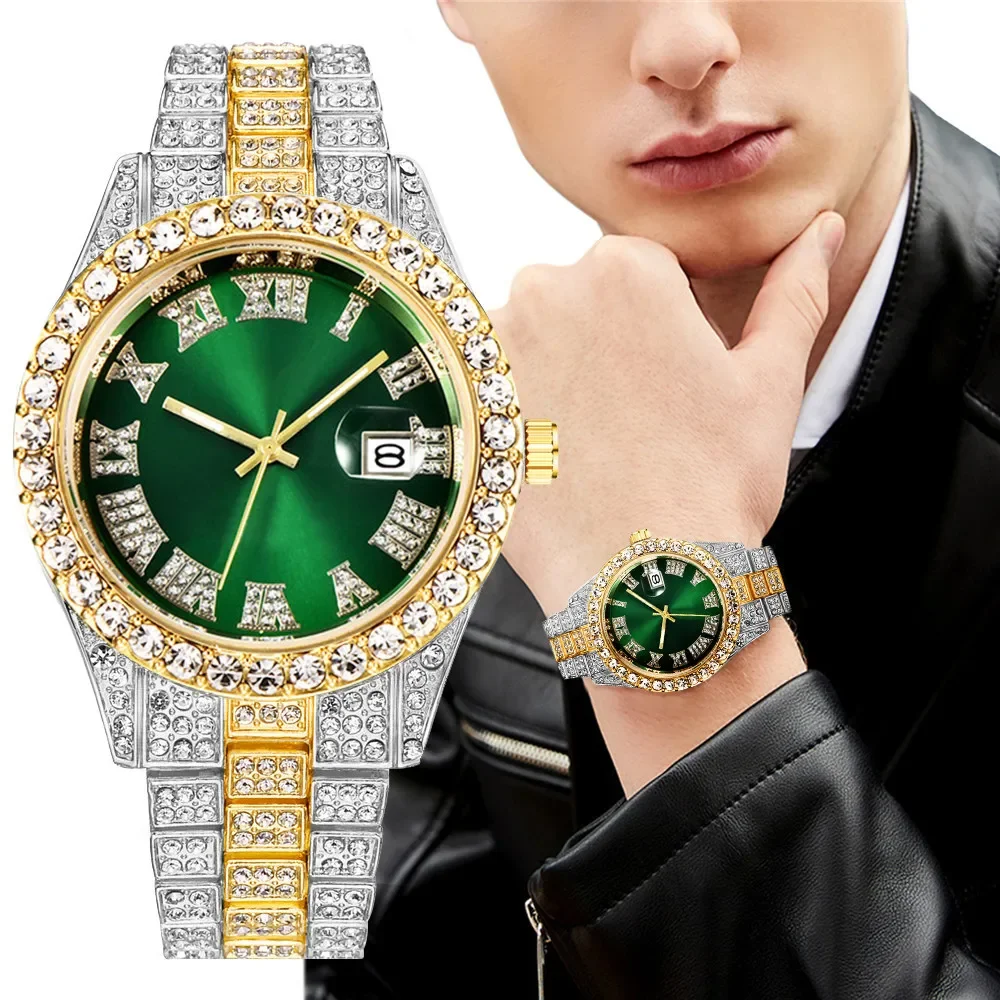 Relogio Masculino männer Uhren Luxus Quarzuhr Edelstahl Diamant Mode Leuchtende Uhr Geschenk Uhr Kalender 2023