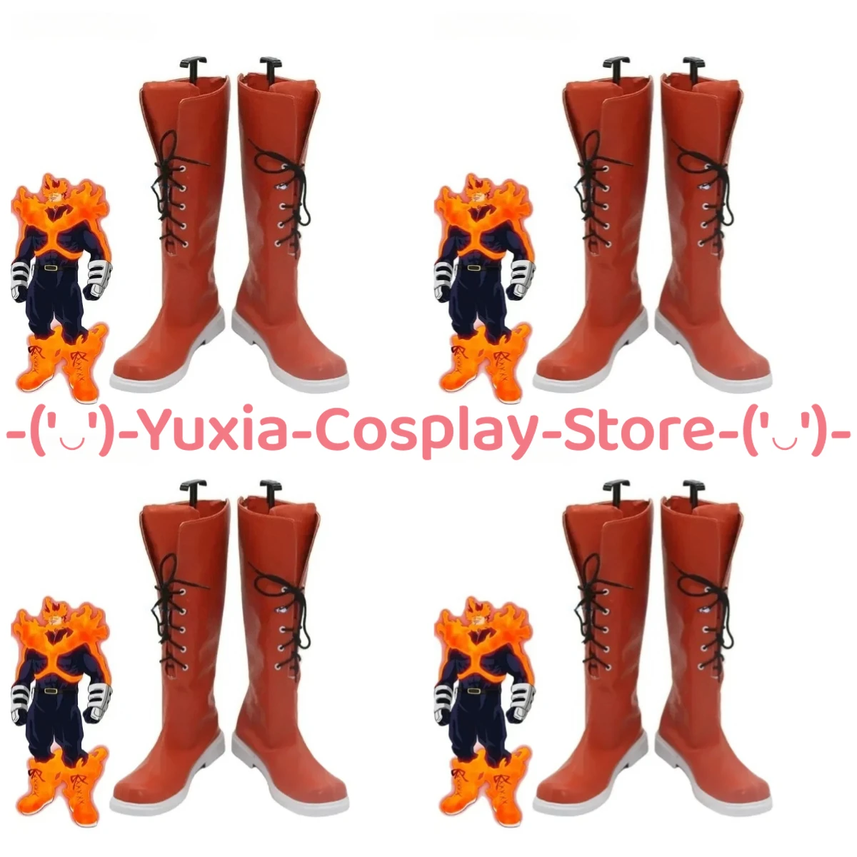 ユシアコスプレ！ 僕のヒーローアカデミア エンデバー コスプレ靴 アニメキャラクター小道具 PUレザーブーツ ハロウィンカーニバルパーティーコスチューム