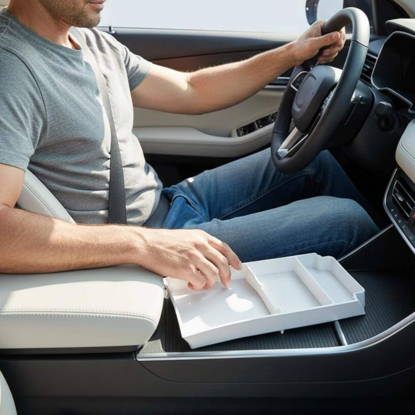 

Center Console Console Tray Multiple Compartments Custom Fit Armrest Tray Car Console Storage Box Hard Plastic
