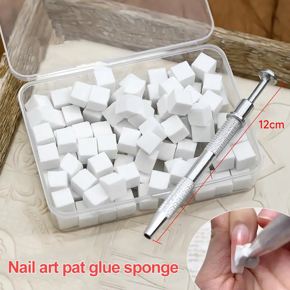 Esponjas para decoración de uñas con caja de almacenamiento, bolígrafo para agarrar, herramienta para manicura con gradiente artístico, esponja cuadrada de efecto profesional para manicura S Y6P5