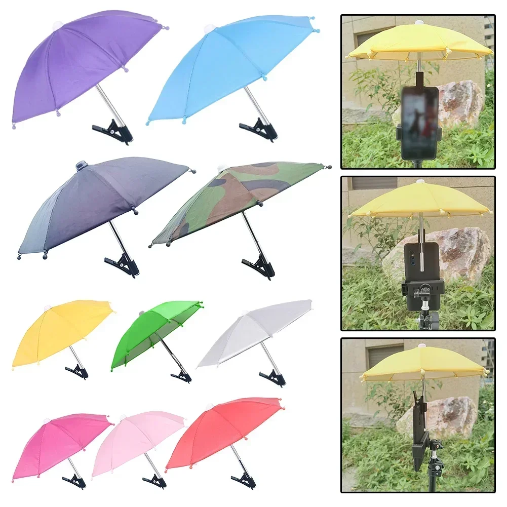 

Motorcycle Mobile Phone Steel Tube Clip Umbrella 28cmX19cm Moto Clip Height Adjustable Outdoor Mobile Phone Rainproof Parasol