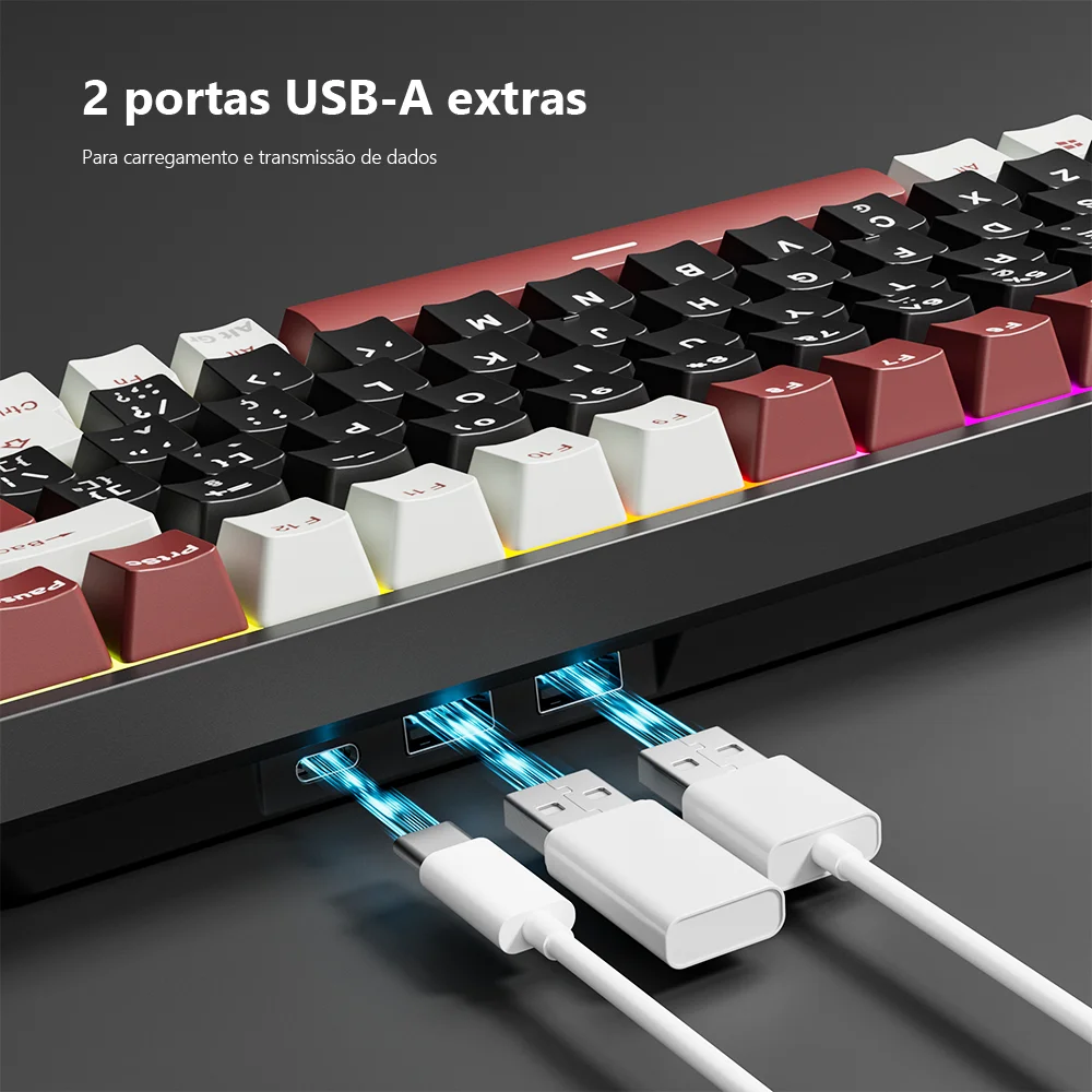 RK84 RK ROYAL KLUDGE Brazilian Spanish Wireless Gamer Keyboard Tri-mode BT5.0/2.4G/USB-C 75% RGB Bluetooth Mechanical Keyboard