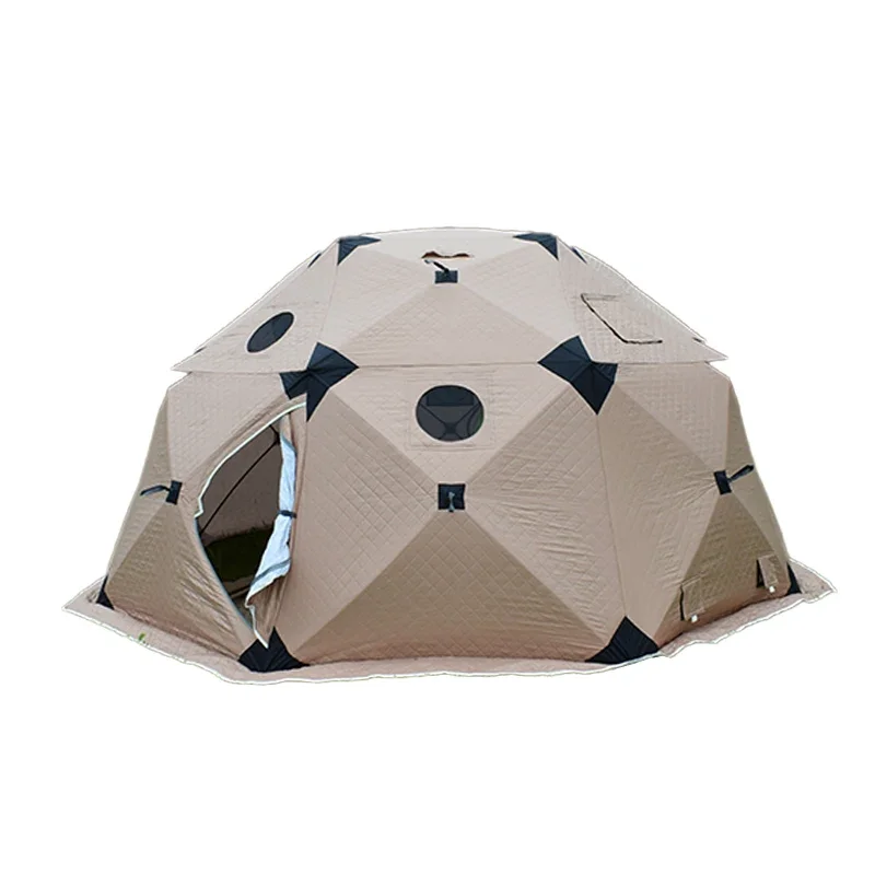 Premium Luxury Winter Cotton Octagon Ice Fishing Tent Outdoor Mobile Sauna Spherical Tent with Large Space