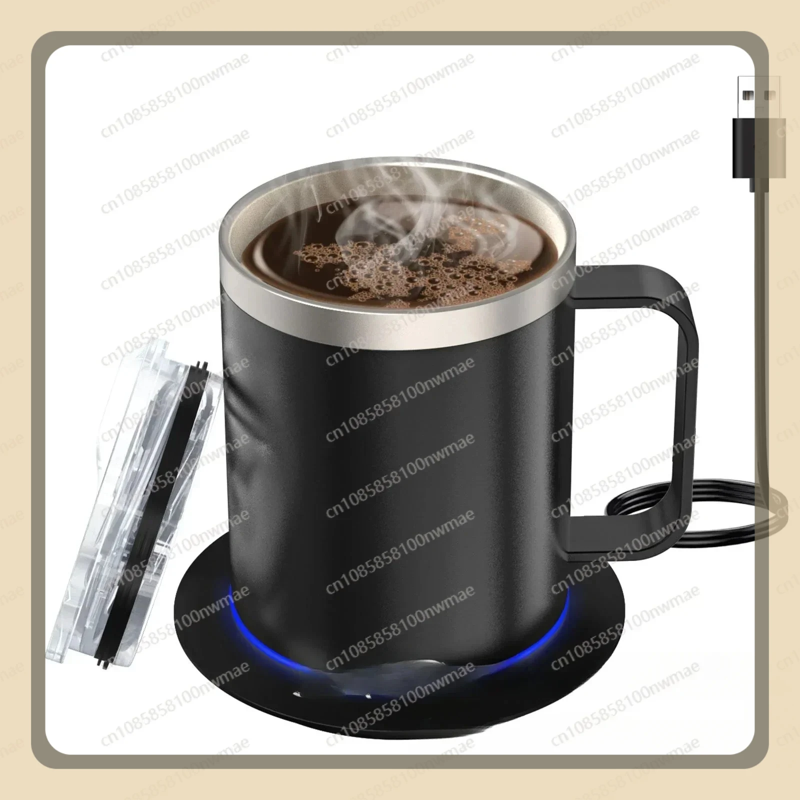 

Coffee Cup, Stainless Steel Mug, Double-layer 304 Heating cup, Constant Temperature CUp, Aperture Cup with heating Bottom