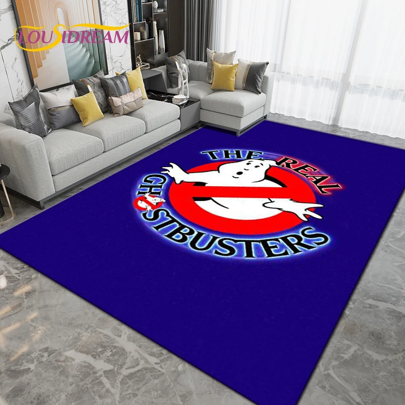 Ghostbusters Cartoon Area Rug,Ghost Carpet Rug for Living Room Children's Room Decoration,Kids Game Crawling Non-slip Floor Mats