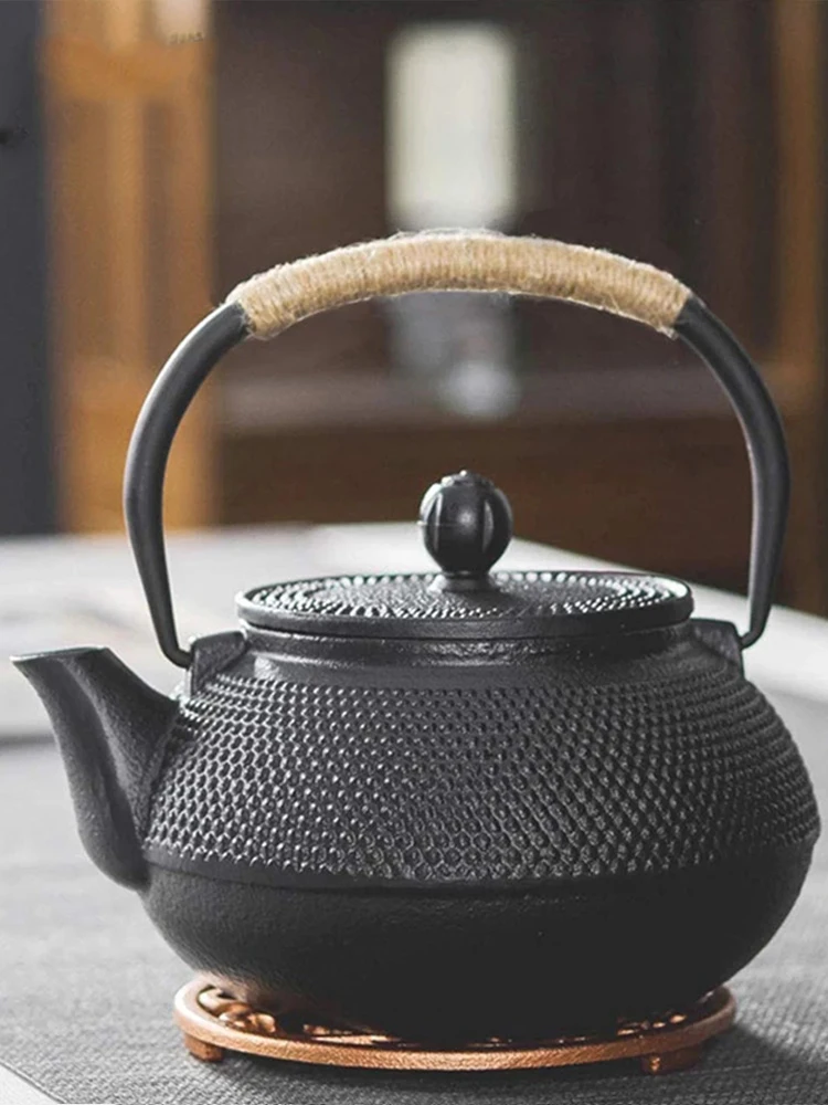 300/1200ml Black Japanese Cast Iron Teapot Iron Kettle Tetsubin Teapot Comes with Strainer Flower Tea Set Decoration Ornament