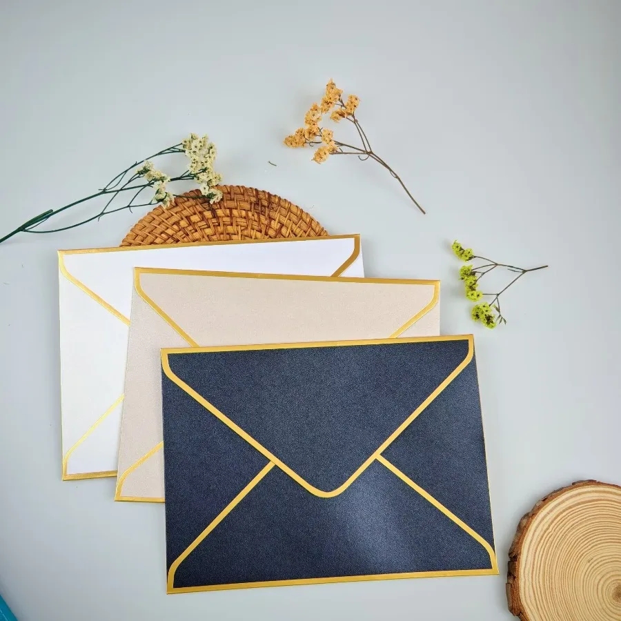 ซองจดหมายปั๊มร้อน 10 ชิ้น ขนาด 19*14 ซม. ขอบสีทอง