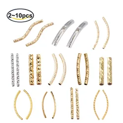 Cuentas de tubo de mariposa de Latón chapado en oro, tubo de cuentas curvadas de larga duración, 2-50 piezas, para joyería, fabricación de pulseras, agujero: 0,2-5mm