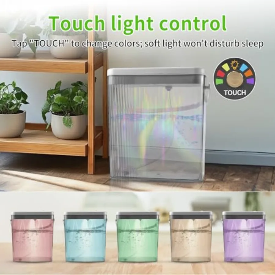 Indoor drip irrigation system for potted plants: 2-gallon tank white plastic touch night light + programmable timer self-wateri - view 5