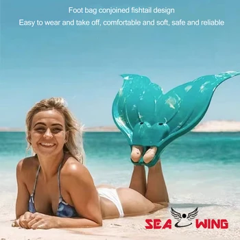 Nieuwe zeemeermin zwemvliezen volwassen vrouwelijke watertraining duikkikkerschoenen met enkele staart gemaakt van rubbermateriaal
