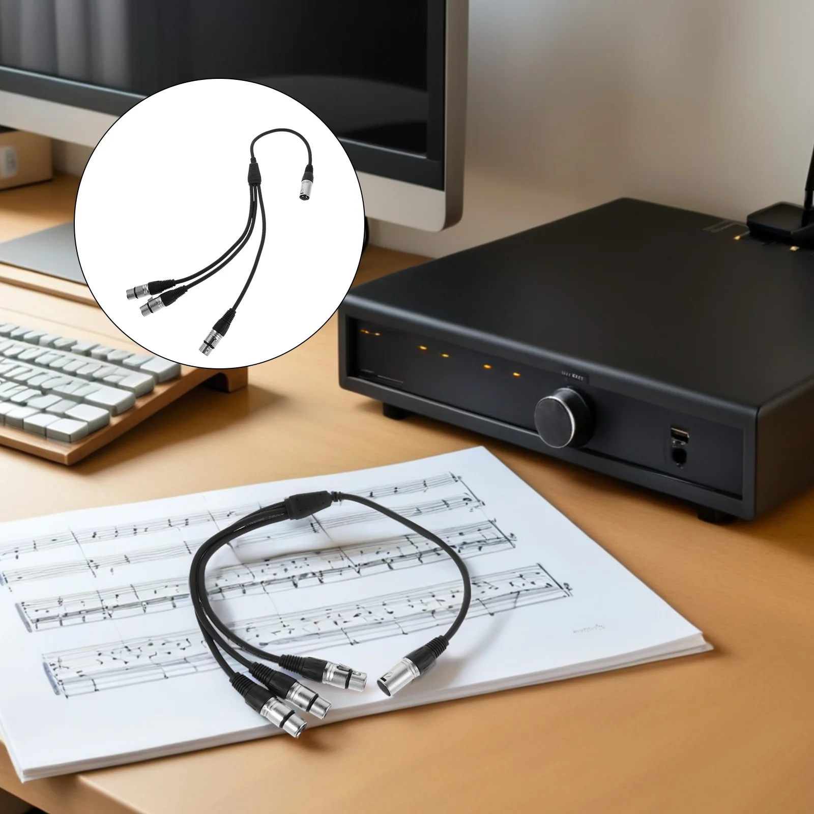 

2Pcs 0.6m Xlr Splitter Cable 1 Male to 3 Female Balanced Microphone Splitter Cord for Studio Recording Live Performance Audio