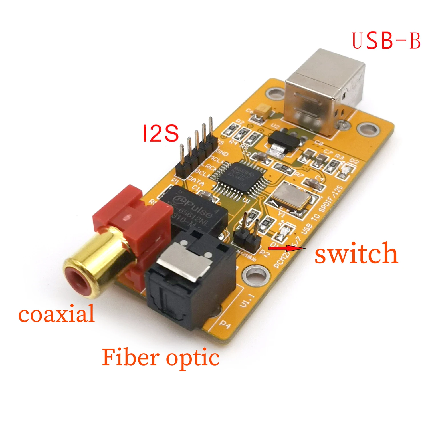 Karta dźwiękowa USB USB do światłowodu koncentrycznego I2S dekodujący chip PCM2707 PCM2706 dekoder audio dla wzmacniacza mocy