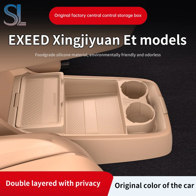 

For EXEED Exlantix ET 2025 2026 Storage Box Center Armrest Hidden Box Cup Holder Organizer Interior Accessories