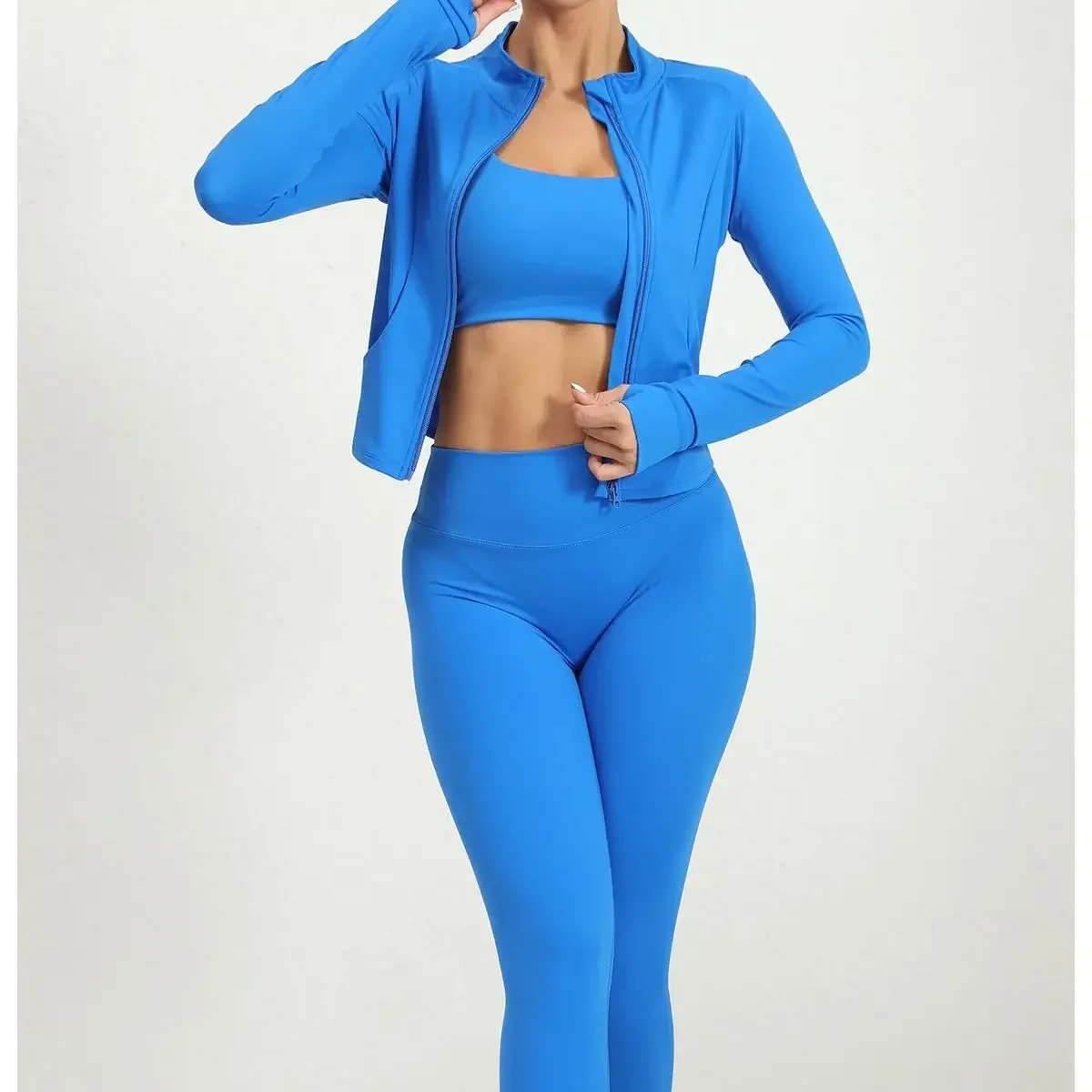 

3PCS Sportswear Set Women Yoga Sports Bra Workout Suit Quick-Drying Yoga Gym Jackets Sportswear Sexy Female Running Jackets Set