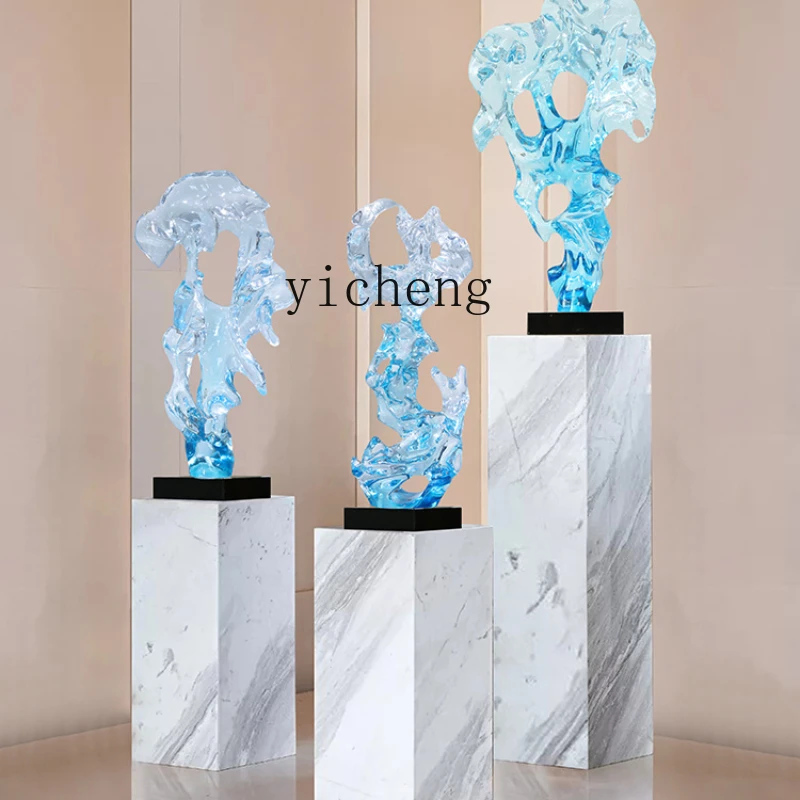 

XL Hotel Lobby Transparent Resin Taihu Lake Stone Sculpture Abstract Soft Decoration