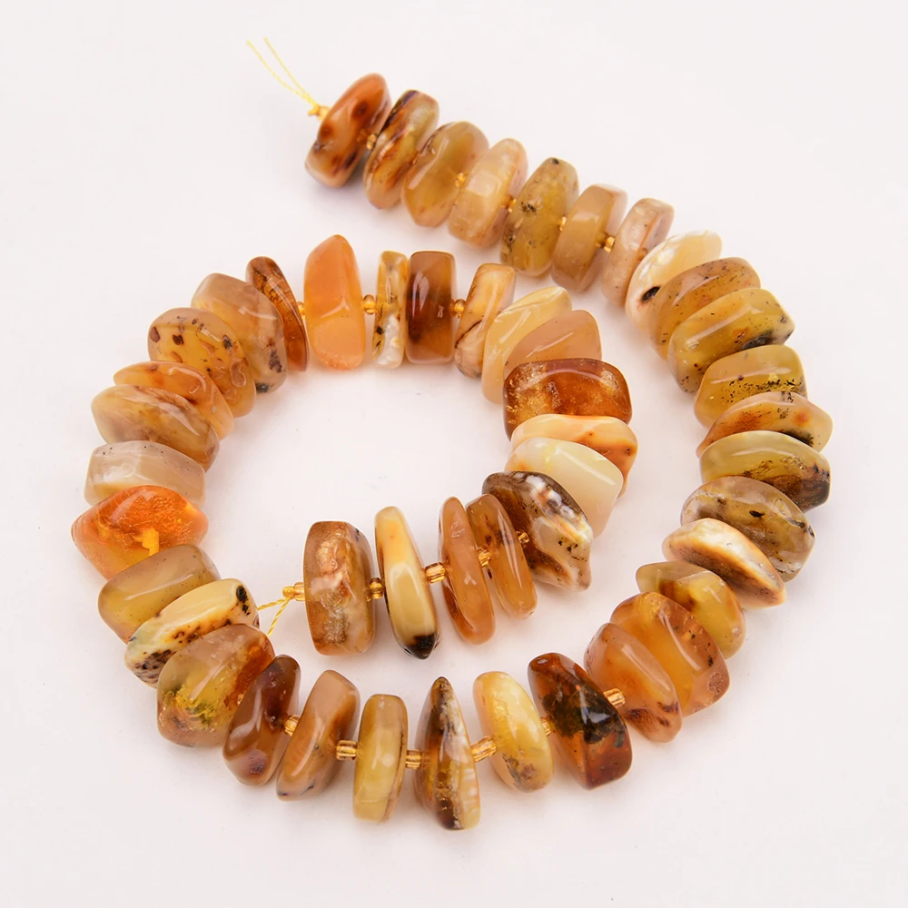 APDGG Natural 18mm Yellow Amber Smooth Disc shape Chunk Gems Loose Beads 15.5