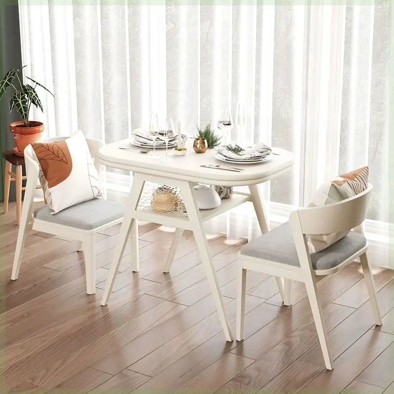 New 2024 small apartment mini coffee table small dining table solid wood cream style household balcony rock slab