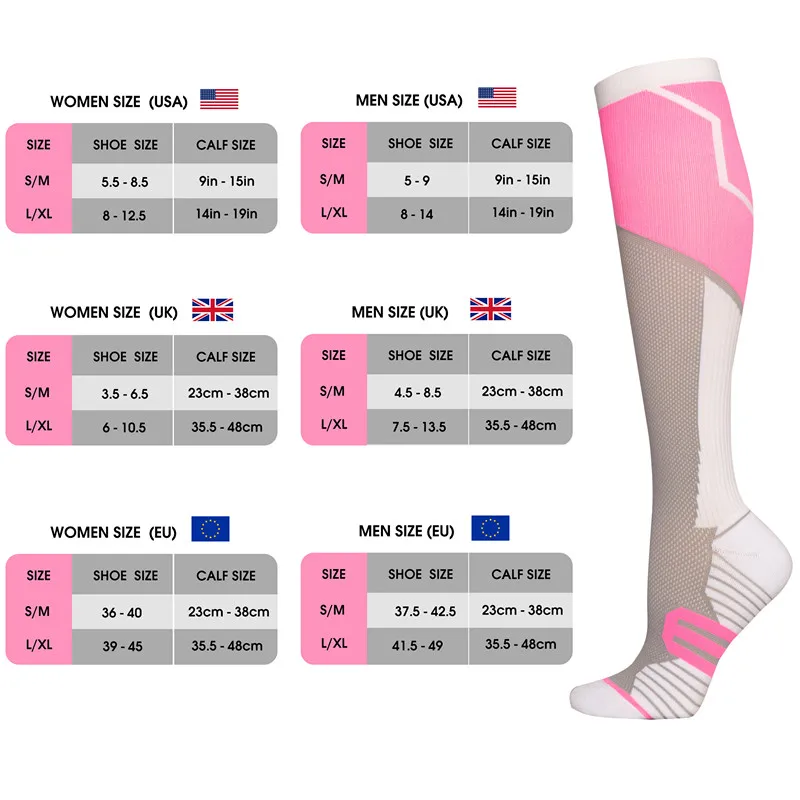 1Pair Men's Stretch Compression Cycling Socks Long Bag Trend Personalized Stockings Nylon Men Women's Absorbent Pressure Socks