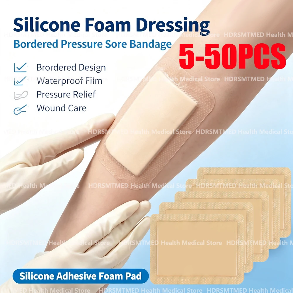 5-50pcs 10*20cm Health Silicone Silica Gel Foam Dressing Foam Wound Bedsore Infiltration Liquid Absorption Pressure Ulcer Paste