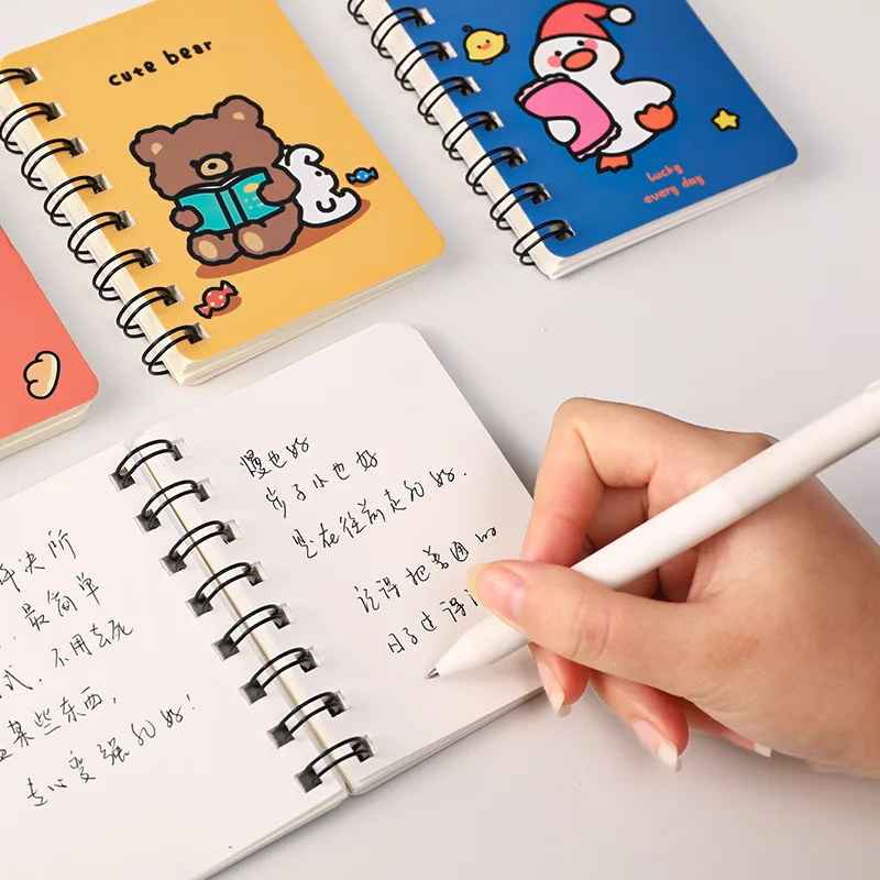 Kawaii Cute Cartoon Animals Mini Spiral A7 Notebook Daily Weekly Planner Blank Paper Note book Time Organizer School Supplies