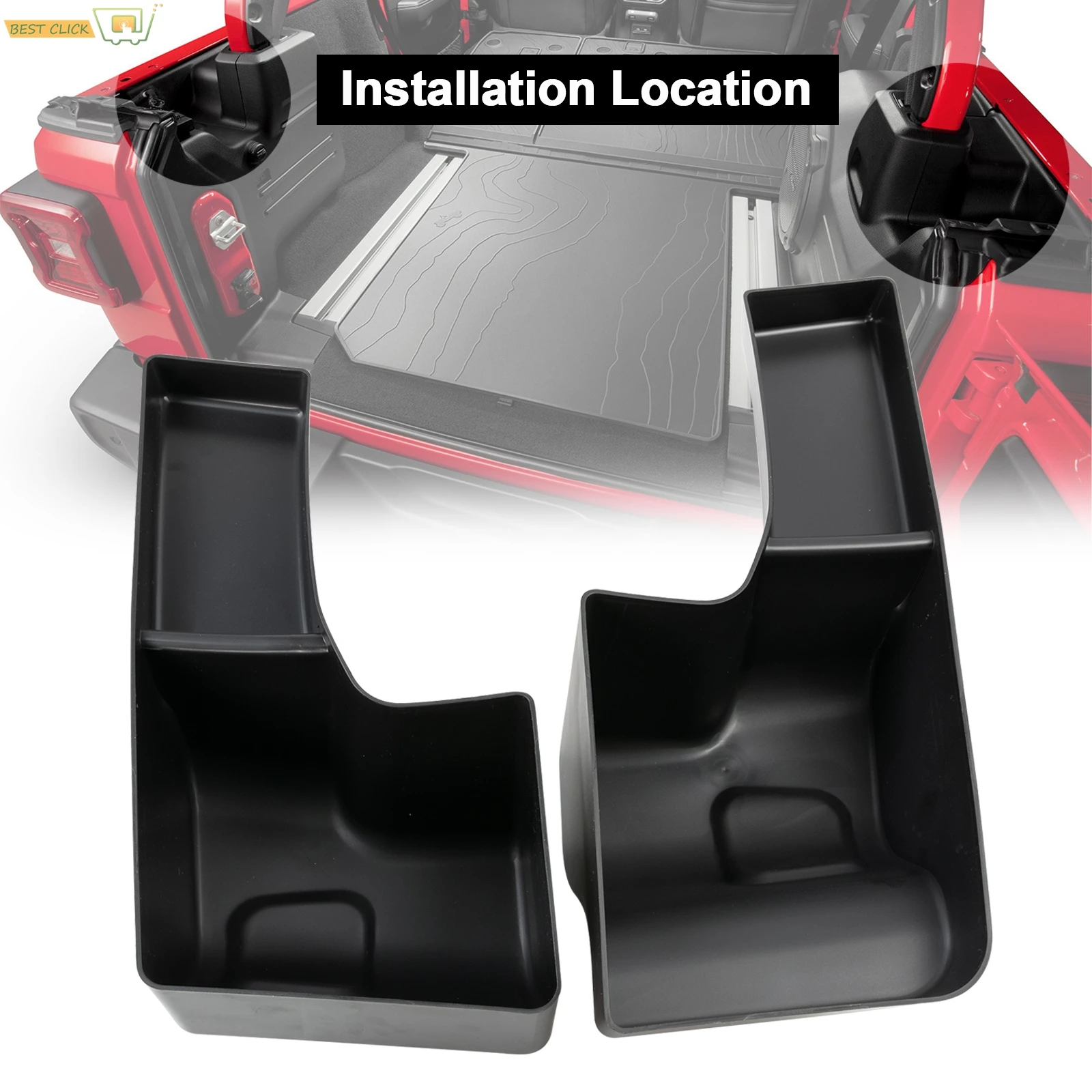 Car Trunk Organizer Rear Back Seat Cargo Storage Box Tray Bin Container Kit For Jeep Wrangler JL 2018 2019 2020 2021 2022 2023