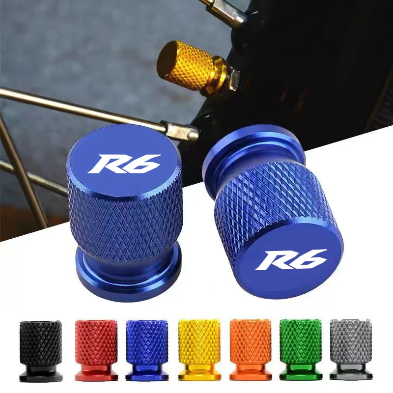 

2PCS Motorcycle CNC Aluminum Tire Valve Air Port Stem Cover Caps R6 For Yamaha YZF R6 2000-2025 Accessories