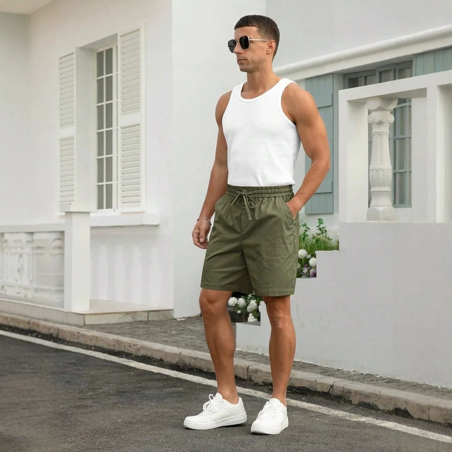 2026-Mens-Summer-Cotton-Linen-Shorts-Lightweight-Breathable-Casual-Simple-Daily-Sweatpants-Loose-Fit-Quick-Dry-Beach-Shorts