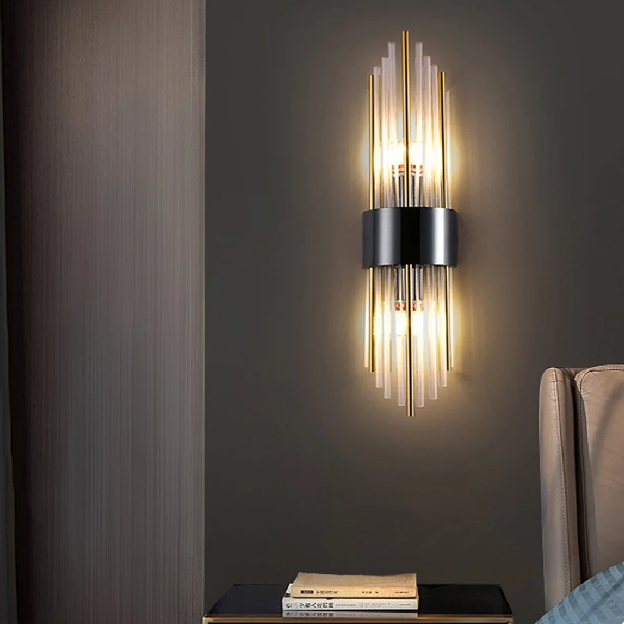 

Nordic Wall Sconce Dining Living Room Bedside Aisle Corridor Stairs Study Lighting Hotel Hall Light Art Crystal Lamp For home