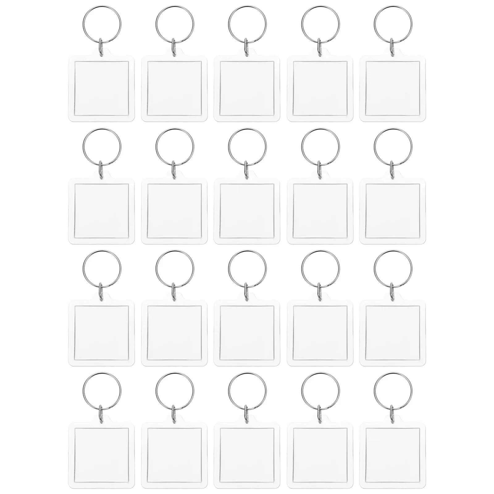 20Pcs Blank Acrylic Keyring Photo Frame Key Chain Decorative Mini Picture Holder Portable Keepsake Ideal Gift for Lovers Friends