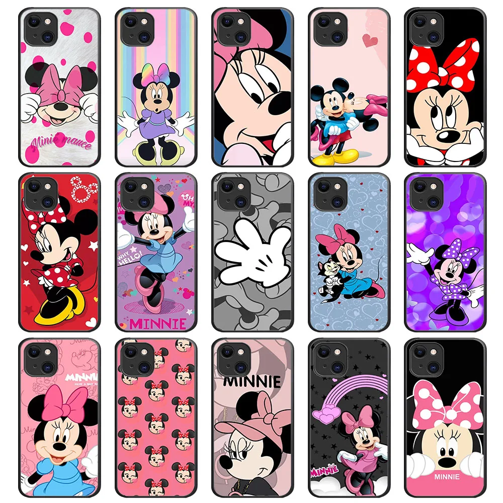 SK-20 Cute Minnie Silicone Case For iPhone XR XS 11 12 13 14 Mini Pro Max Plus