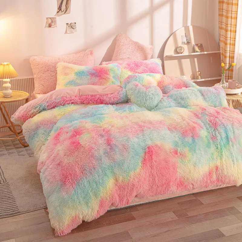 Winter Bedding Thicken Long Shaggy Duvet Cover Yellow Soft Thick Fluffy Warm Modern Soft Luxury Comforter Velvet Quilt Cover