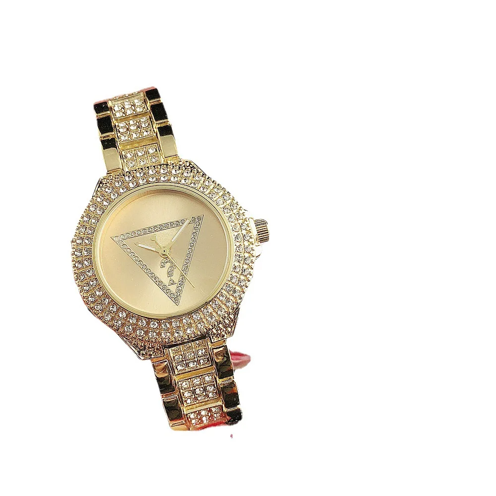 2024Watch Quartz Watch Women\'s Watch Alloy Steel Band Diamond Set Watch Female Student Trend Fashion Versatile Watch Women