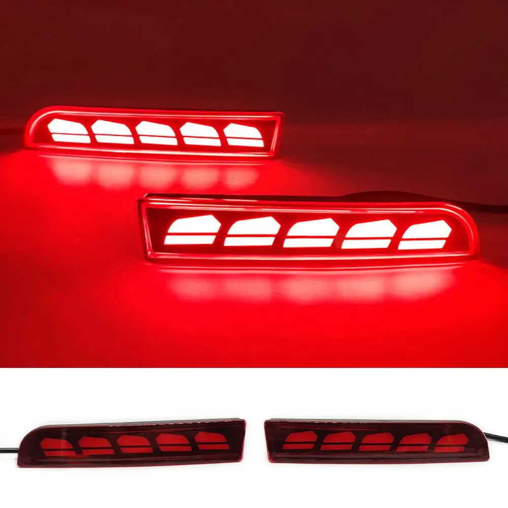 

Пара задних бамперных отражателей с красными линзами, светодиодные фонари заднего хода, указатели поворота, стоп-сигналы 12В, подходят для Mitsubishi Lancer Evolution X 2008-2017