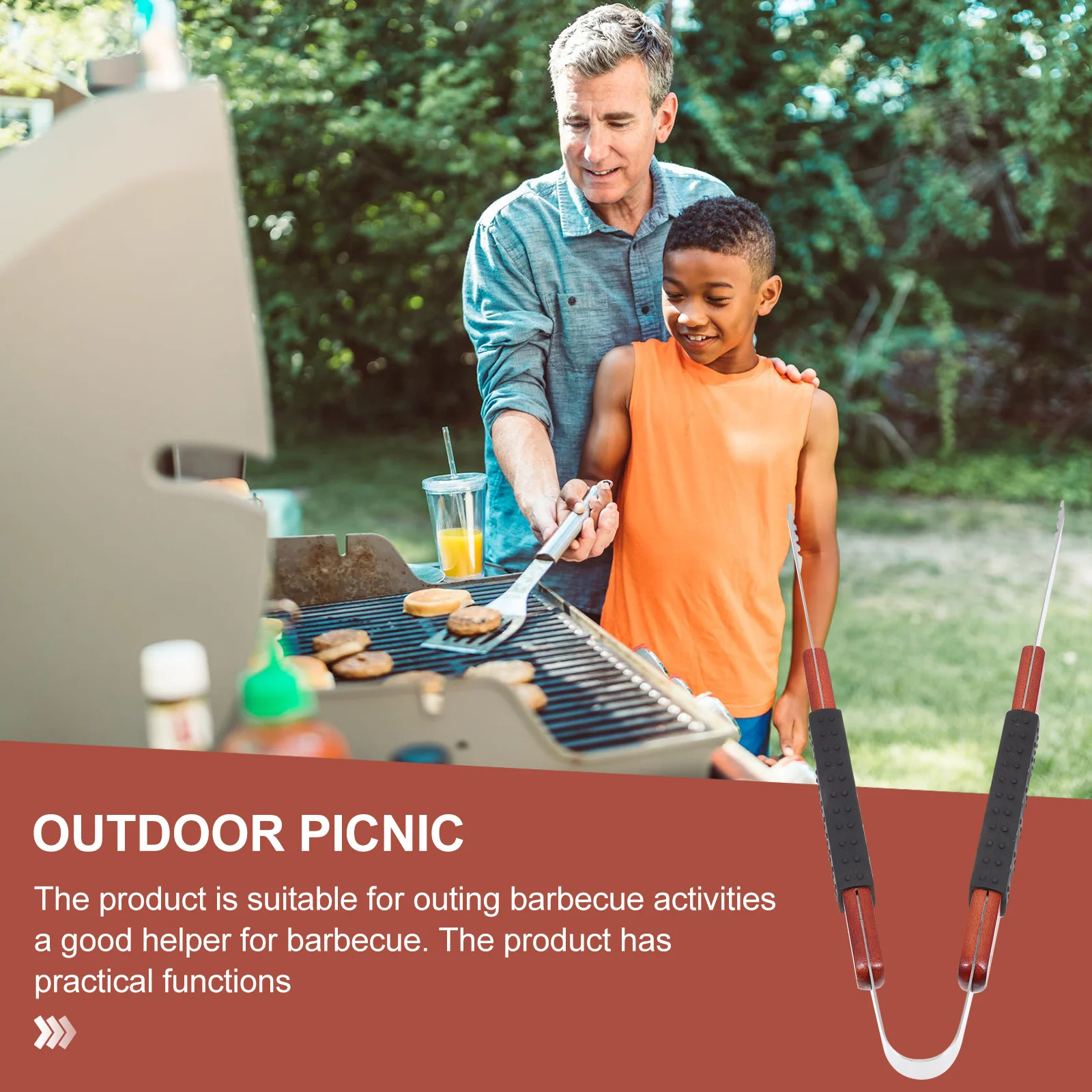 

Stainless Steel Grill Tongs Premium Kitchen Cooking Tool For Outdoor Barbecue Restaurant Buffet Bread Steak Meat Serving