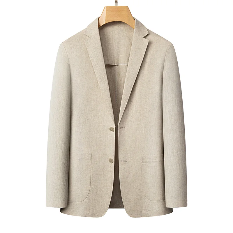 Men's 2026 New Arrival 100% Linen Lightweight Casual Blazer Lapel Collar 2 Button Business Casual Suit Coat for Summer