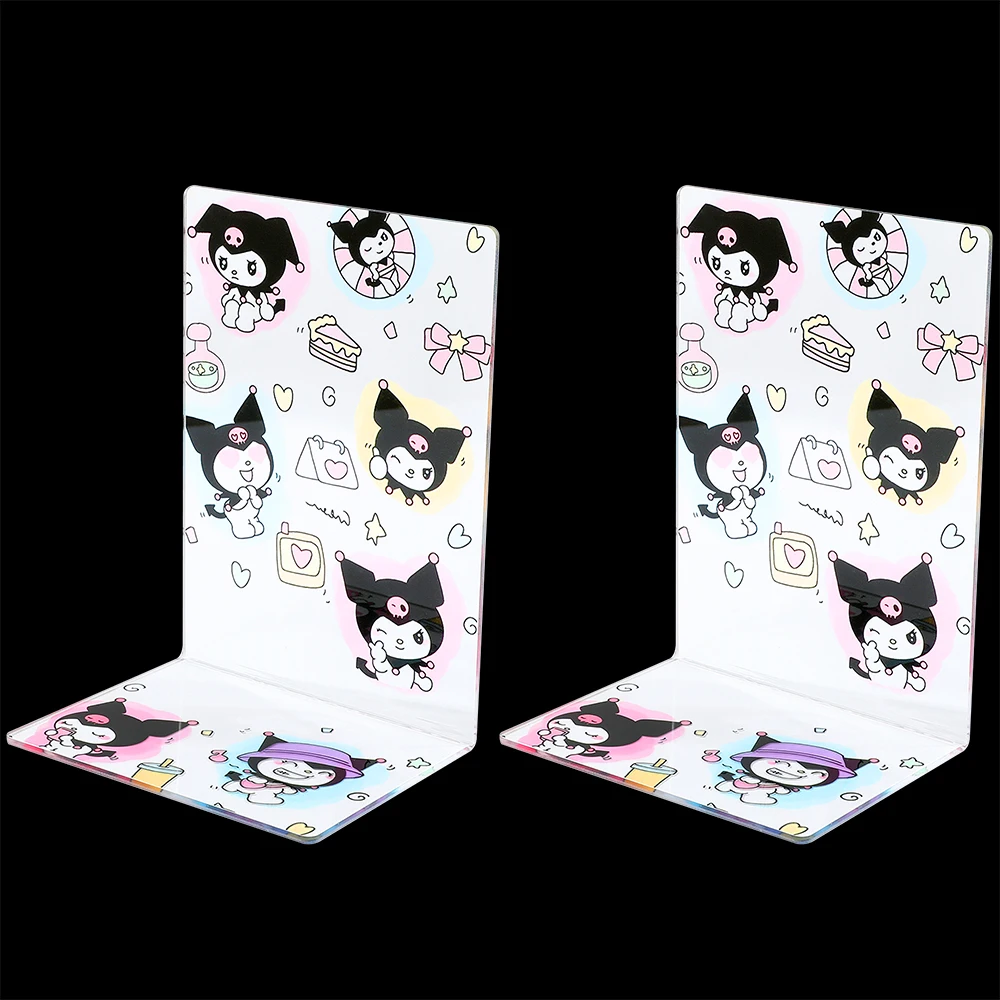 2 Pcs Anime Kuromi Book Ends Cute Acrylic Bookends for Fans Gifts Home Office Supplies for Men Women Stationery Book Rack